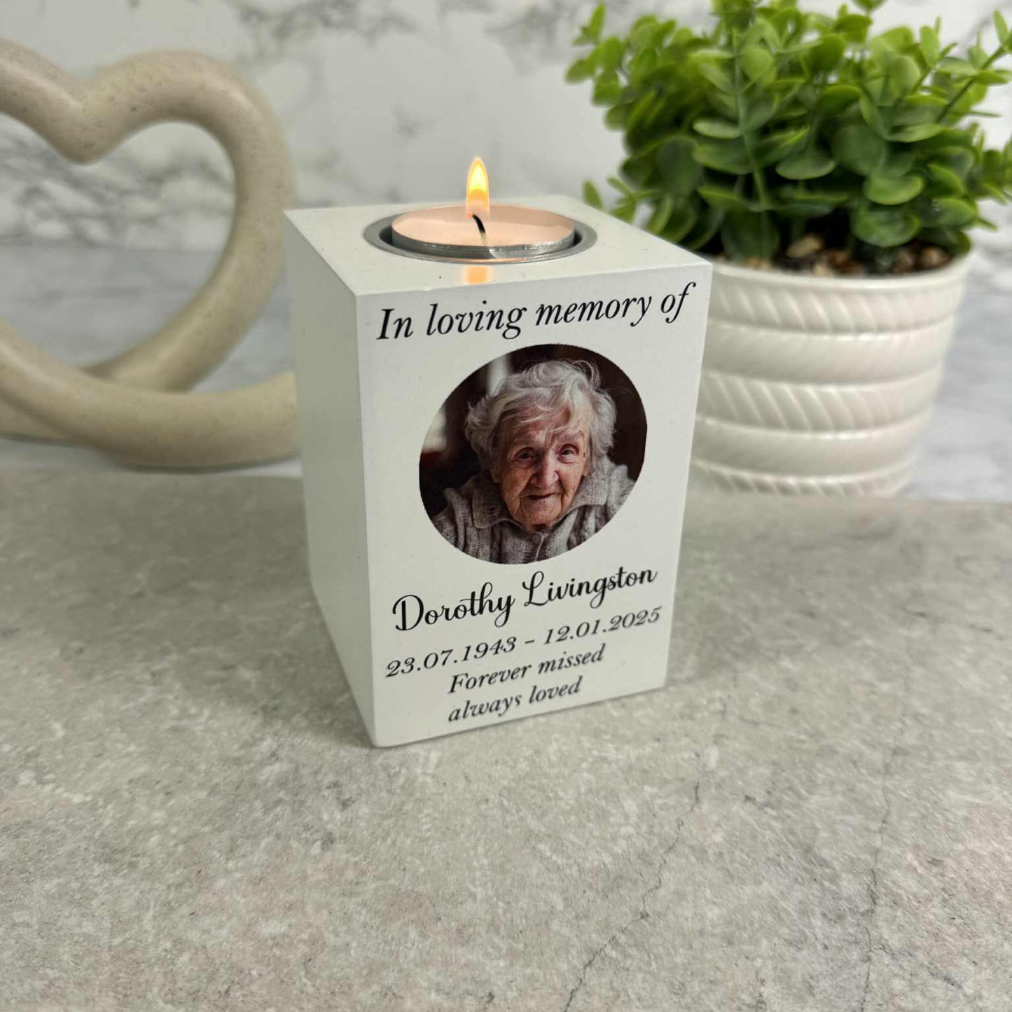 Personalised Photo Memorial Tealight Holder