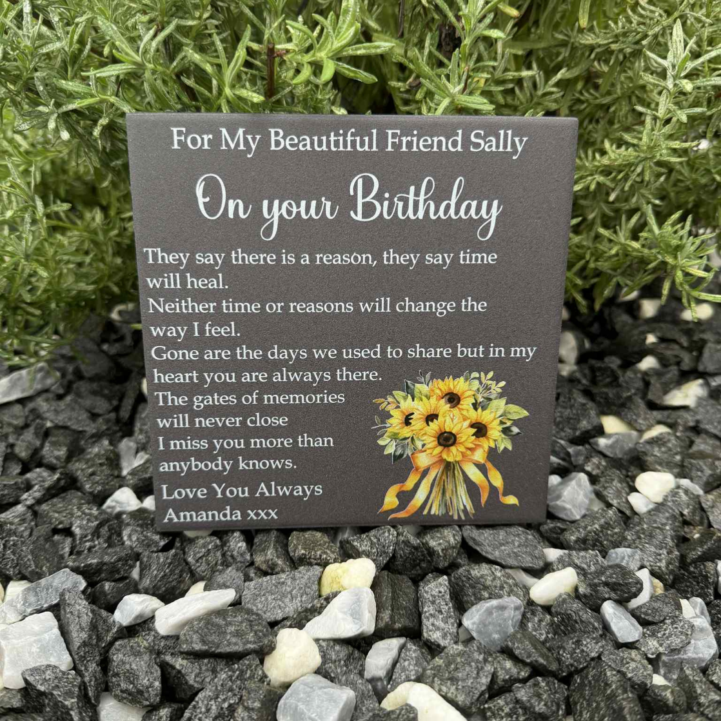 Sunflower Birthday Memorial Tile