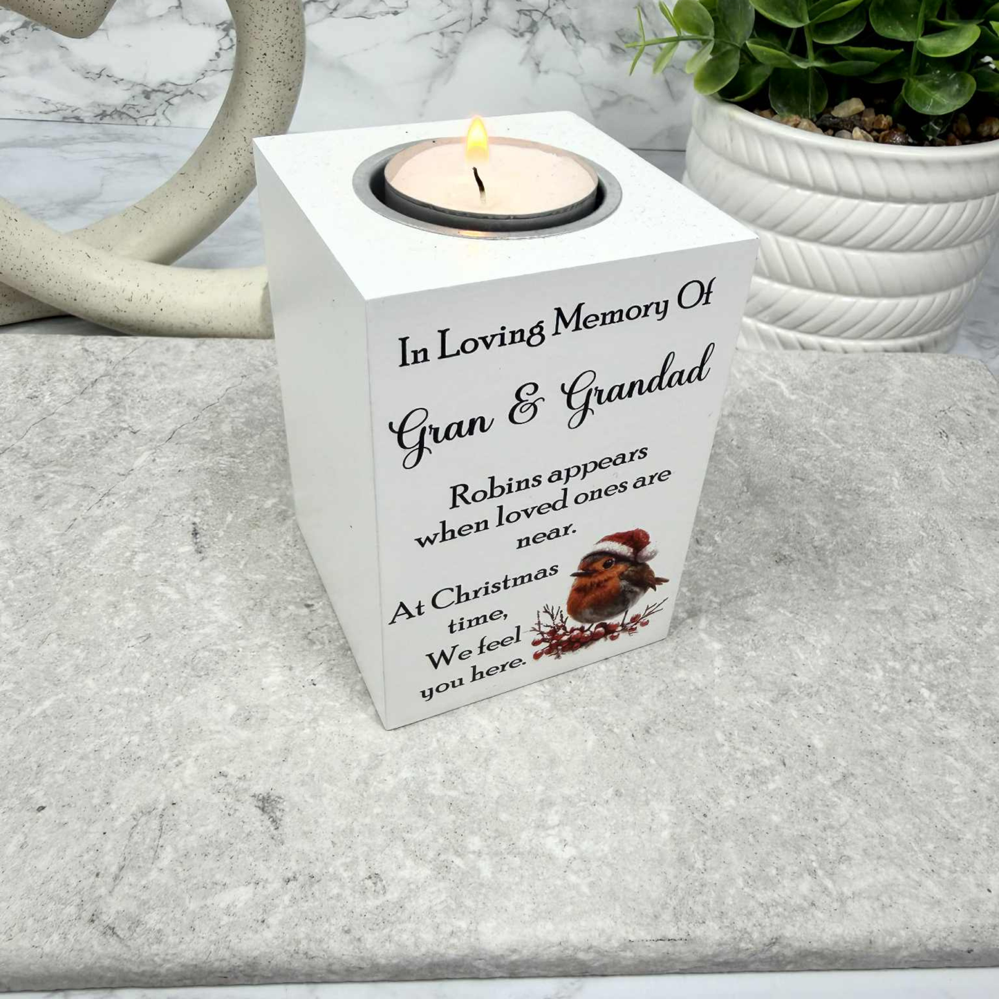 Christmas Robin Memorial Tealight Holder