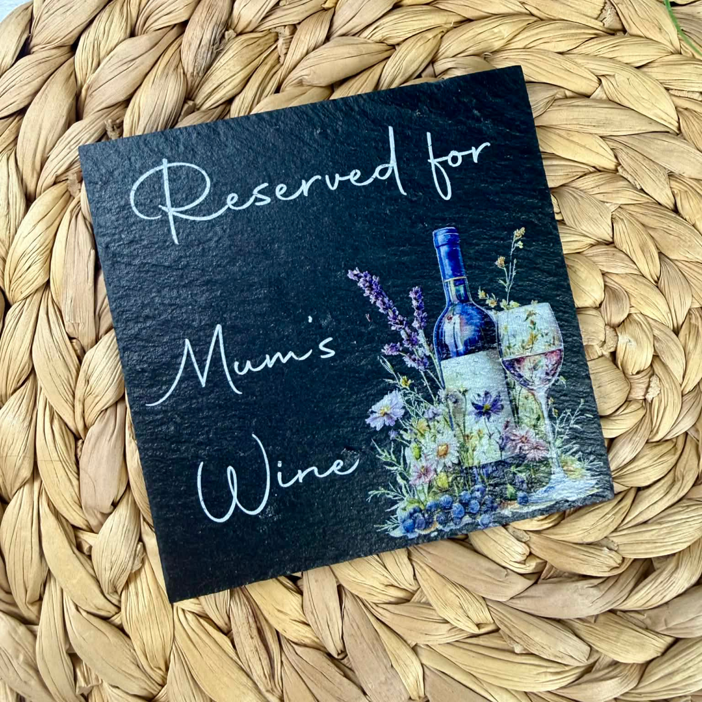 Personalised reserved for… wine slate coaster