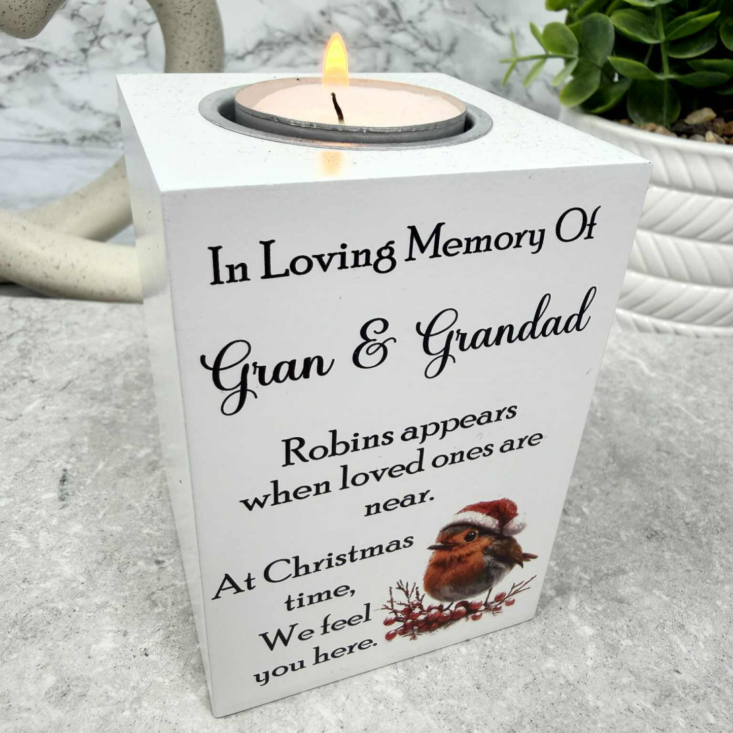 Christmas Robin Memorial Tealight Holder