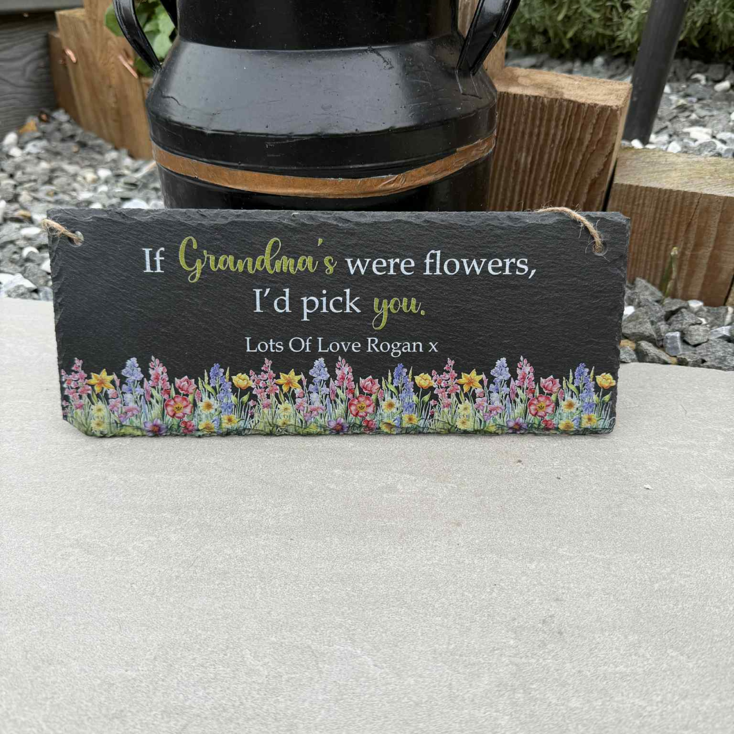 Slate Garden Sign With Flowers