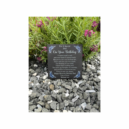 Cannot send a card birthday memorial tile blue flowers