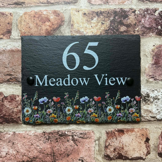 Wildflowers slate house sign