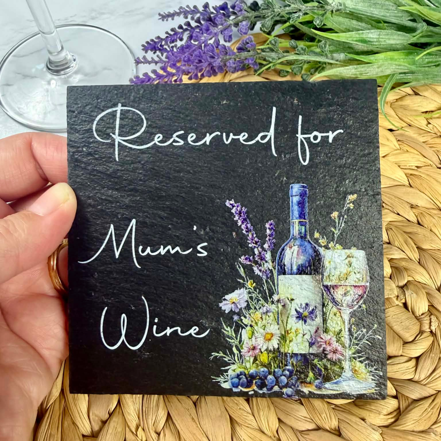 Personalised reserved for… wine slate coaster