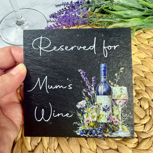 Personalised reserved for… wine slate coaster