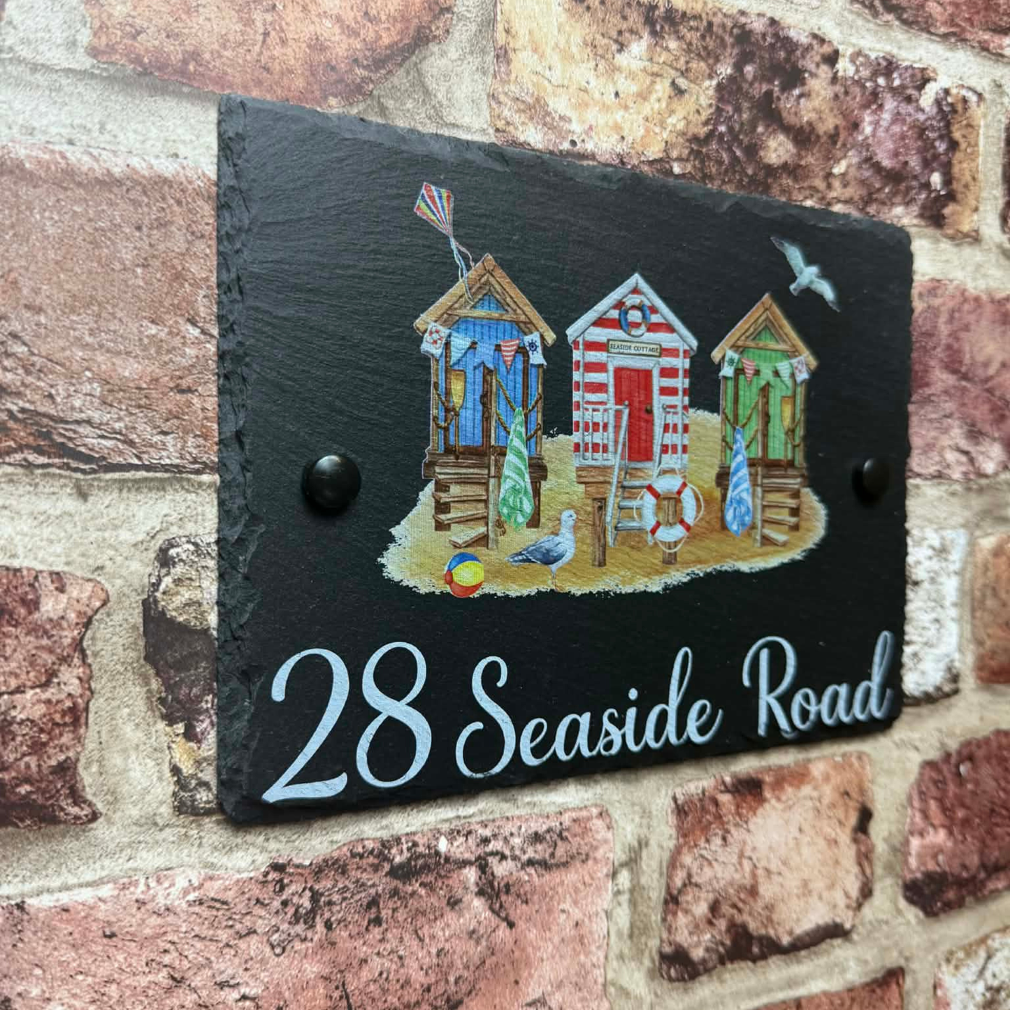 Beach huts slate house sign
