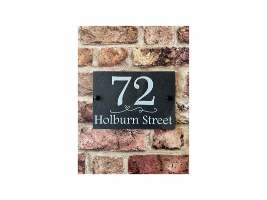 Heart divider slate house sign
