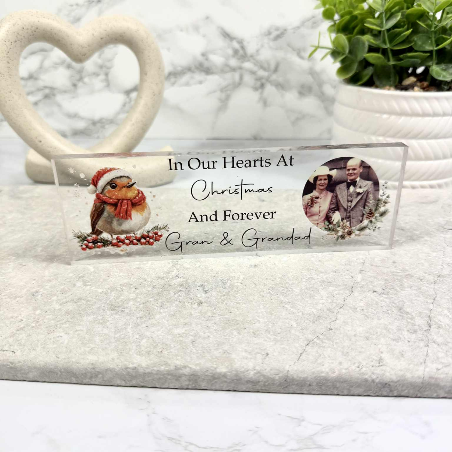 In Our Hearts At Christmas Memorial Photo Plaque