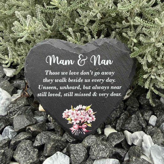 Pink Bunch Of Flowers Heart Slate Memorial
