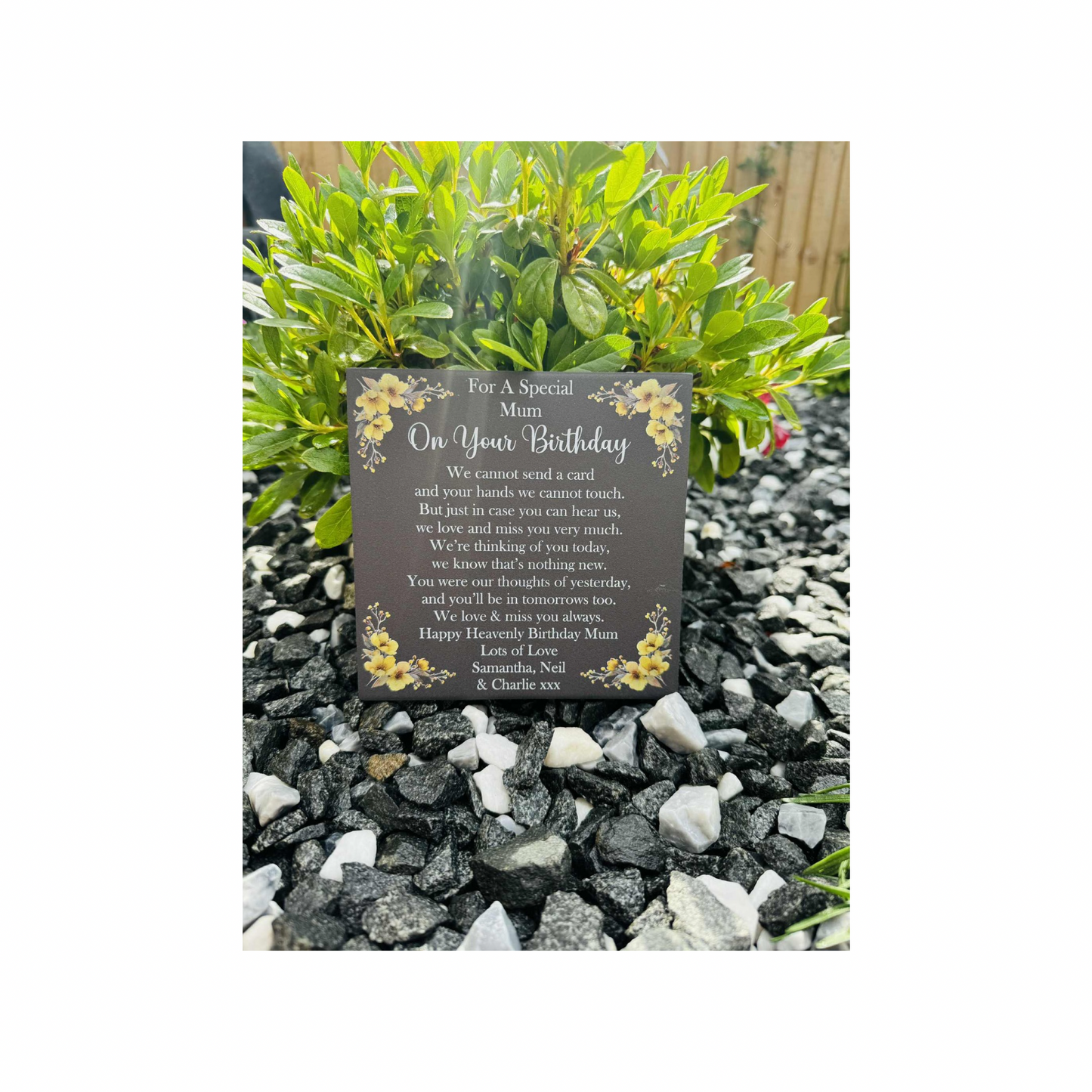 Cannot send a card birthday memorial tile yellow flowers