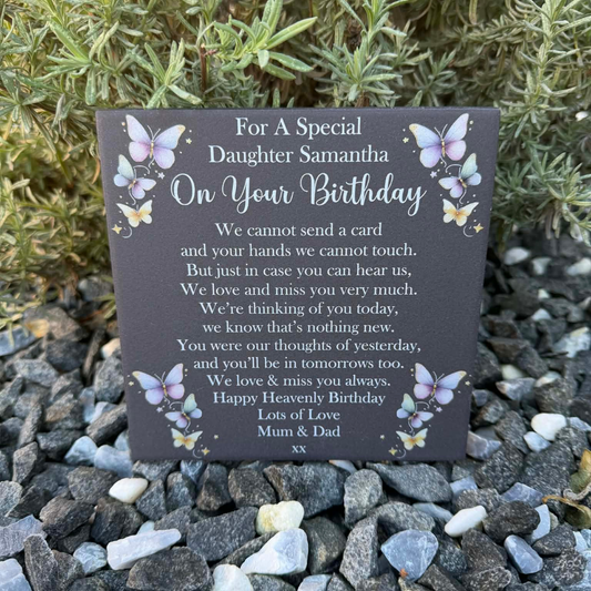 Butterflies we cannot send a card memorial tile