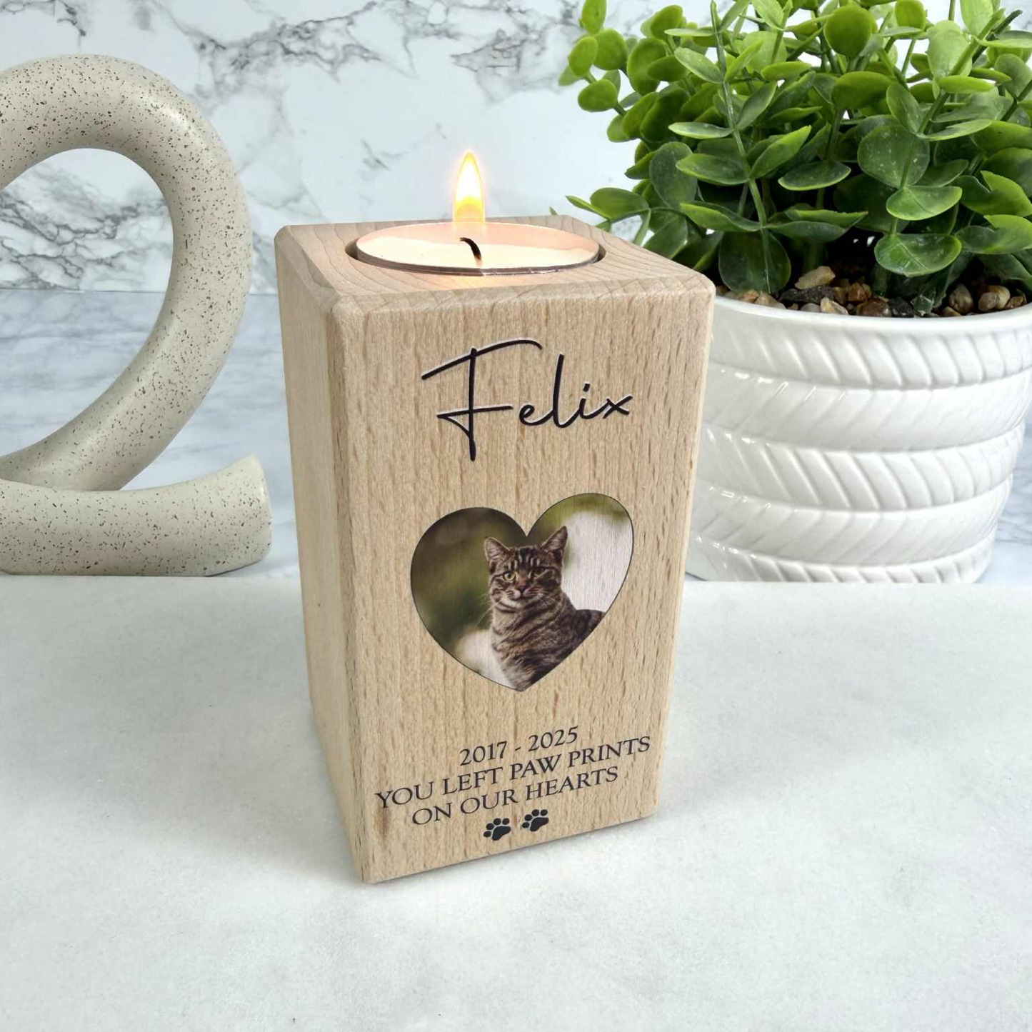 Personalised Pet Photo Memorial Tealight Holder