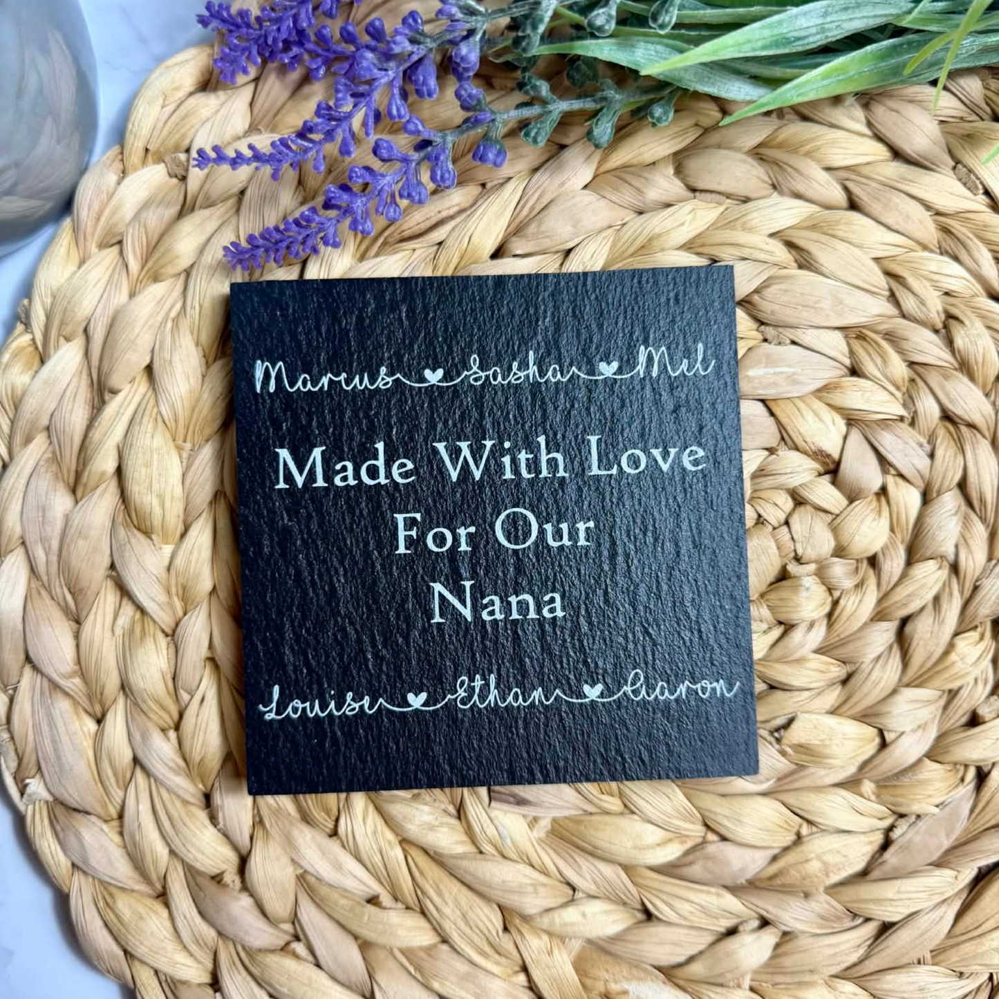Personalised made with love slate coaster