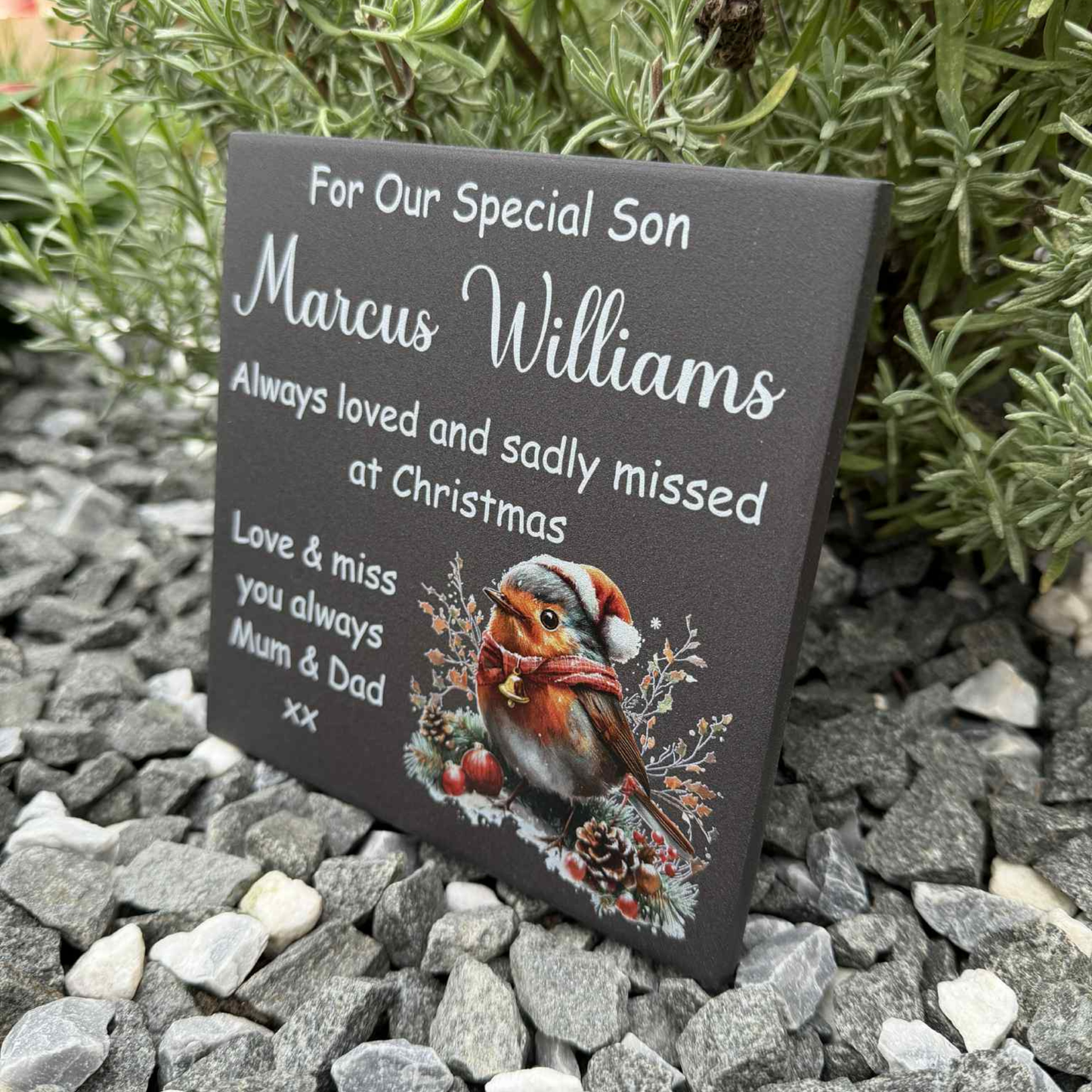 Christmas Robin Memorial Tile
