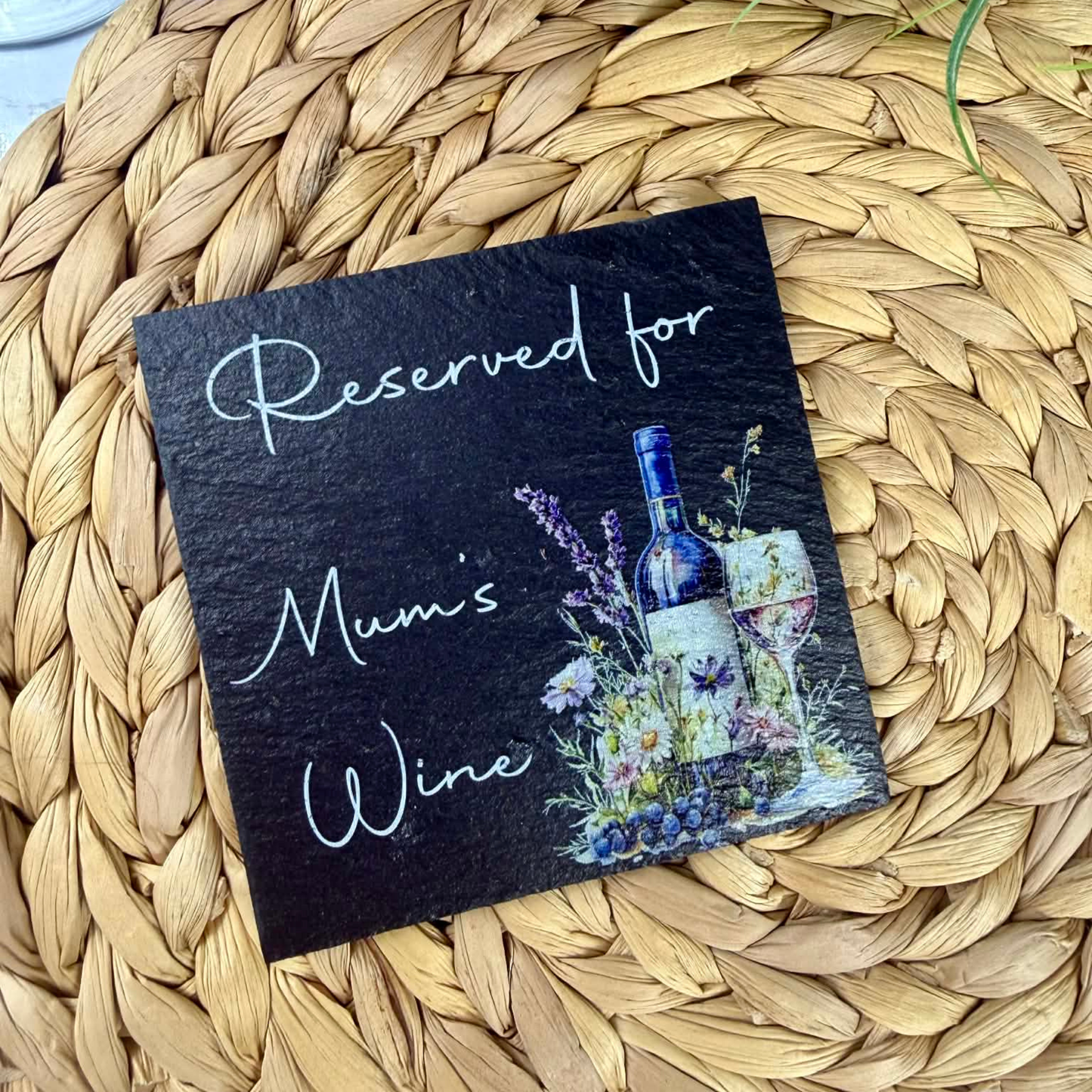 Personalised reserved for… wine slate coaster