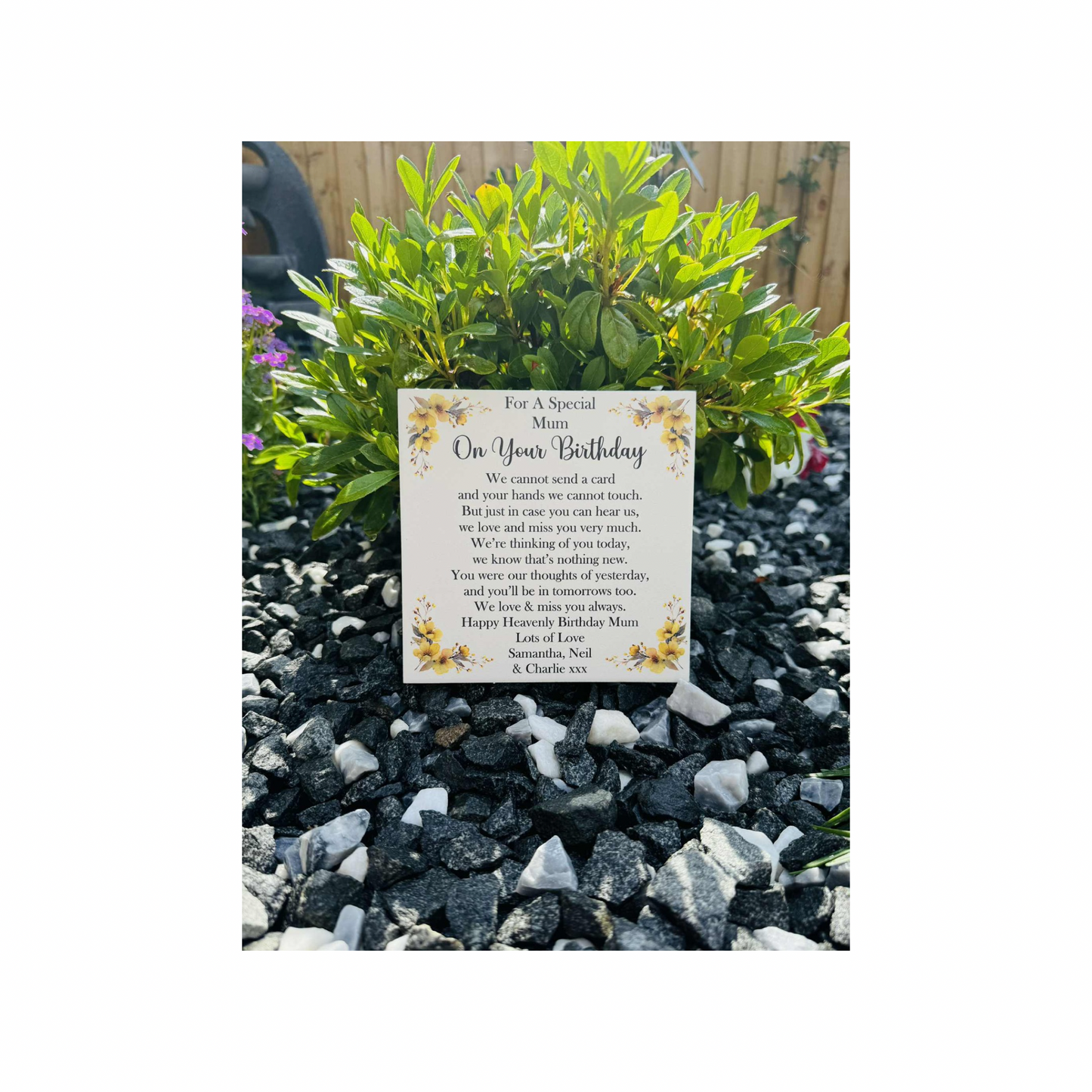 Cannot send a card birthday memorial tile yellow flowers