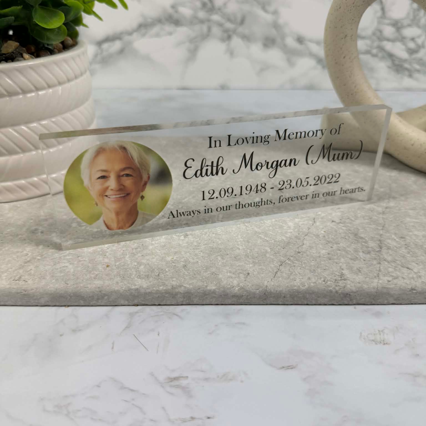 Always in our thoughts photo memorial freestanding