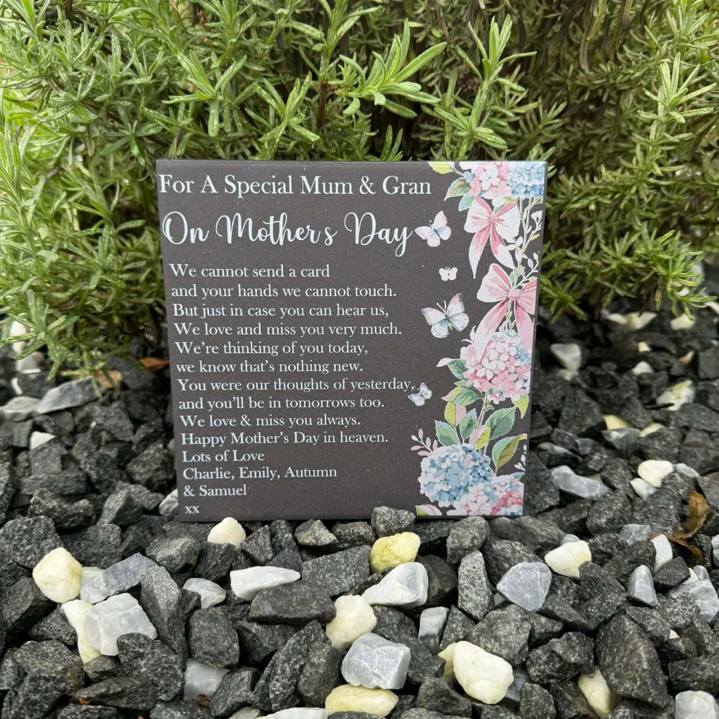 Mother’s Day we cannot send a card butterflies & flowers memorial