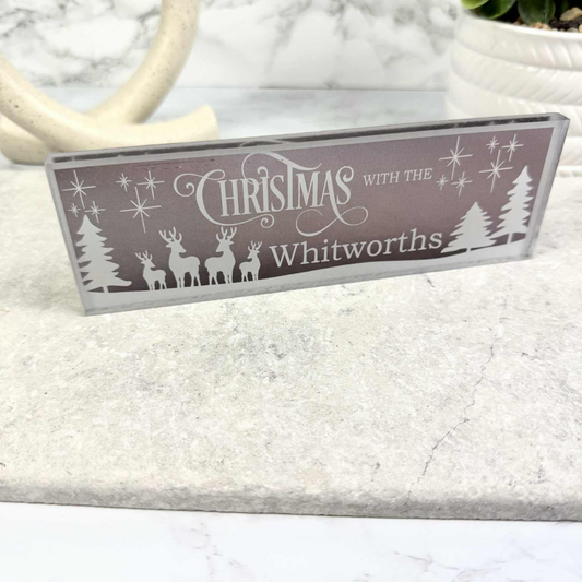 Personalised Christmas With The Family Deer Plaque