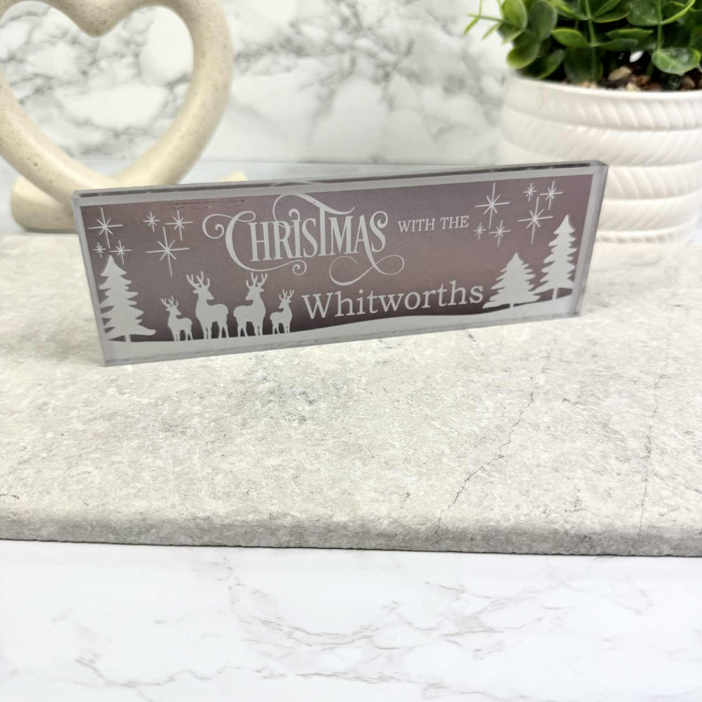 Personalised Christmas With The Family Deer Plaque