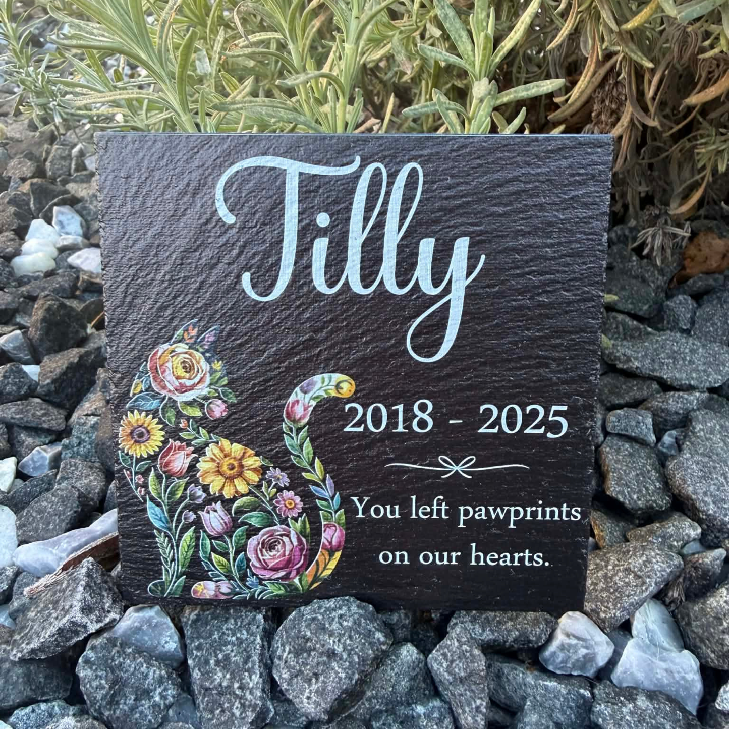 You left paw prints on our hearts slate cat memorial