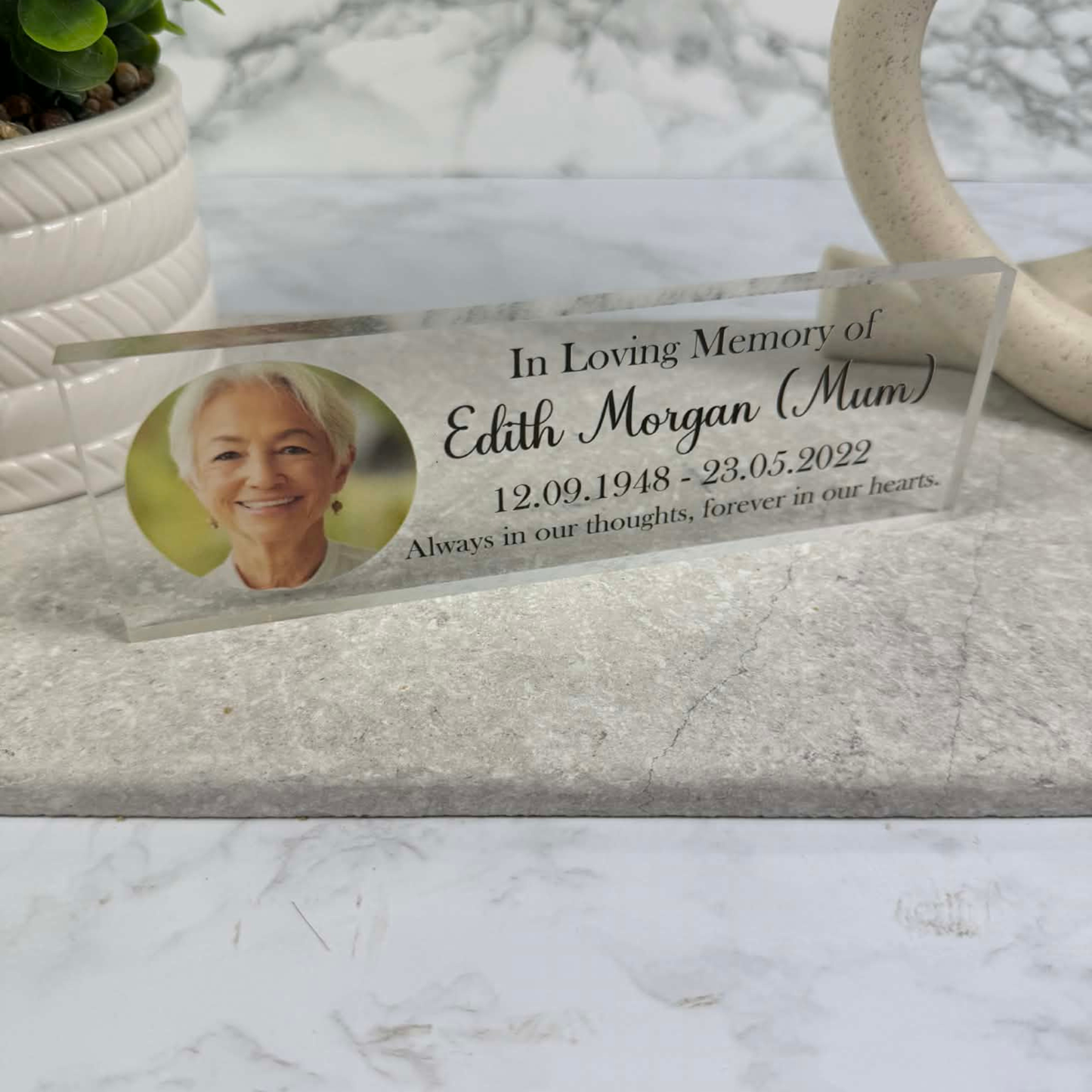 Always in our thoughts photo memorial freestanding