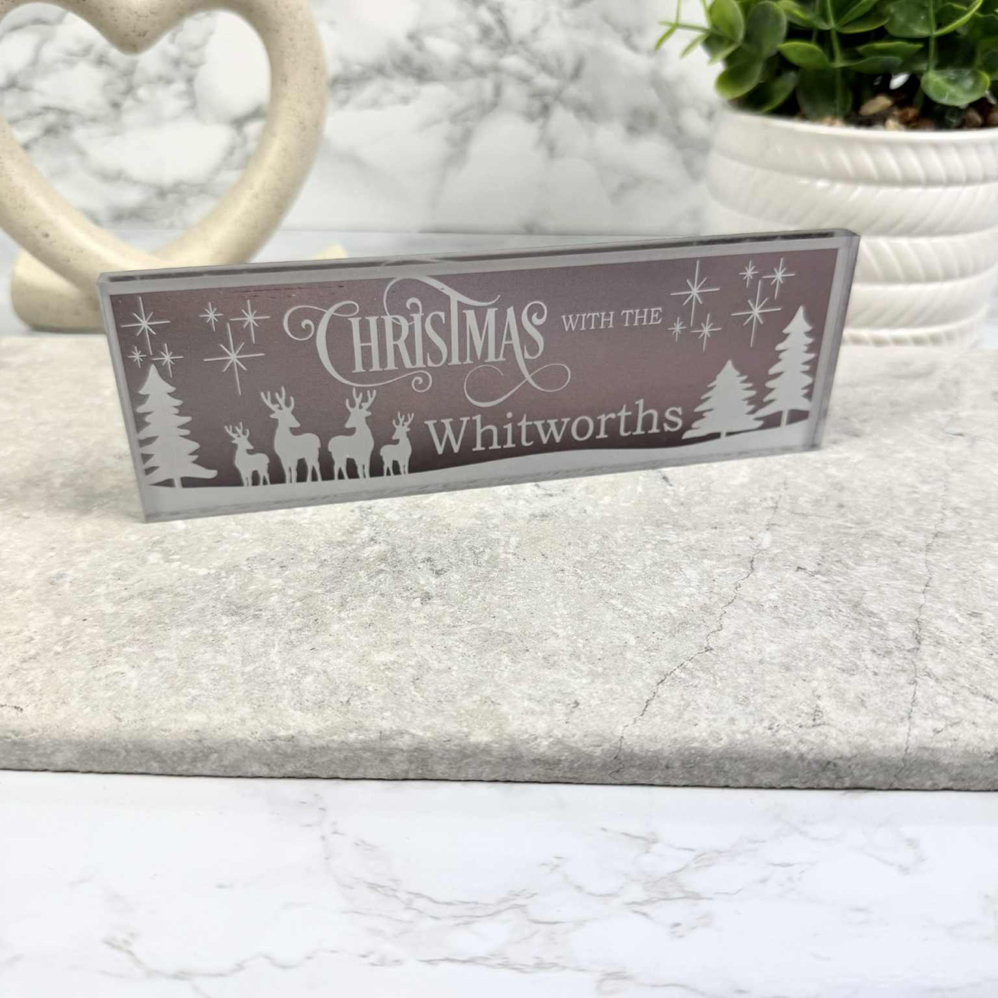 Personalised Christmas With The Family Deer Plaque