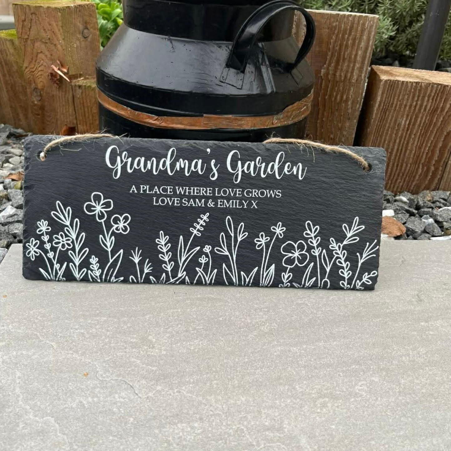 Personalised a place where love grows garden slate sign