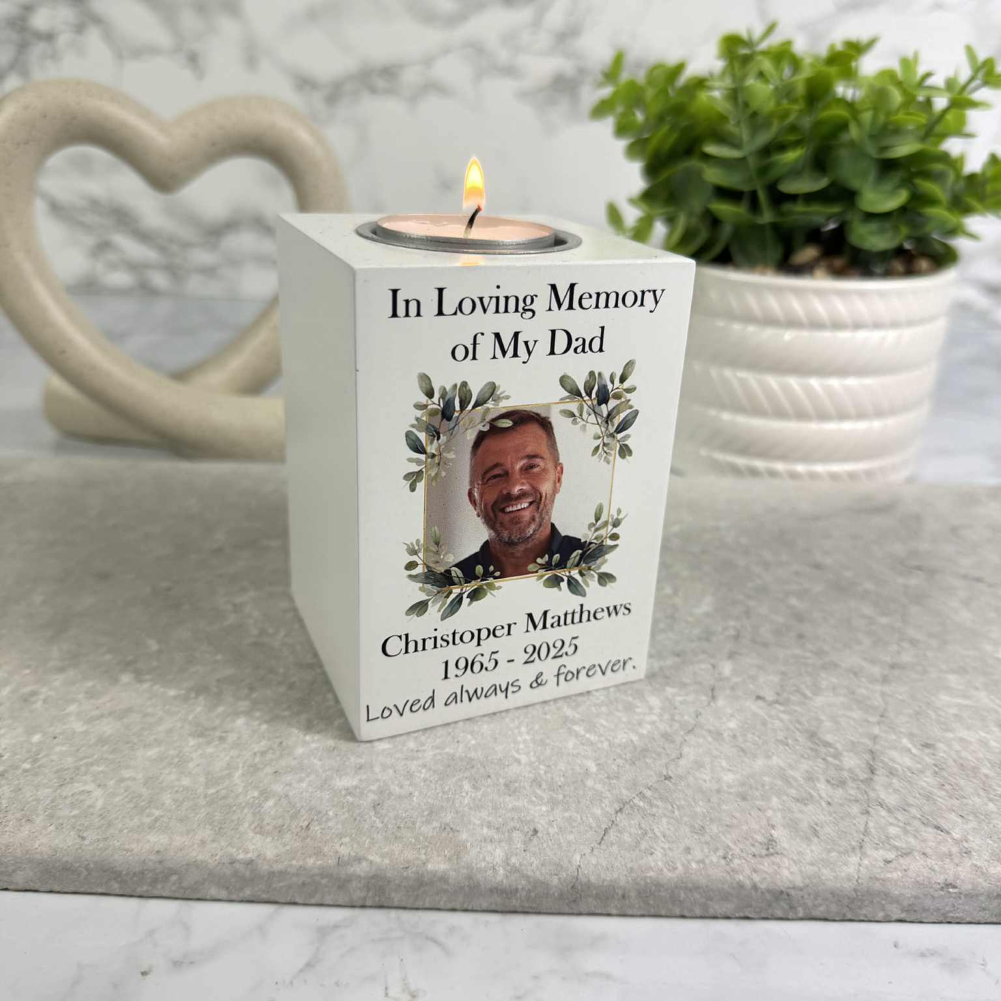 Personalised Photo Memorial Tealight Holder