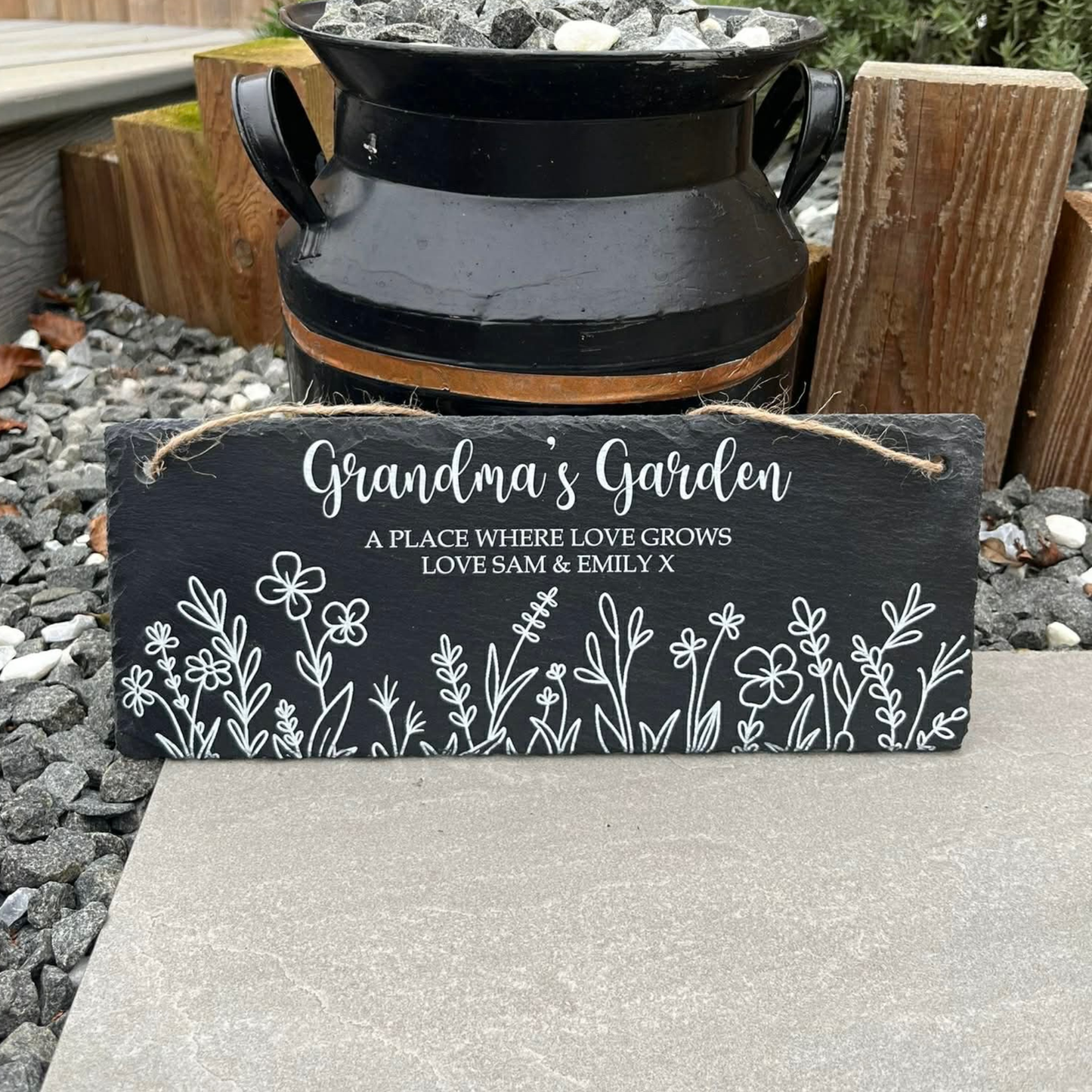 Personalised a place where love grows garden slate sign