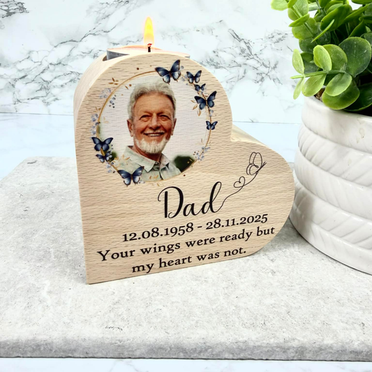 Personalised your wings were ready heart tealight holder