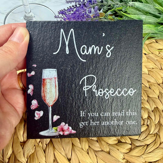 Personalised prosecco slate coaster