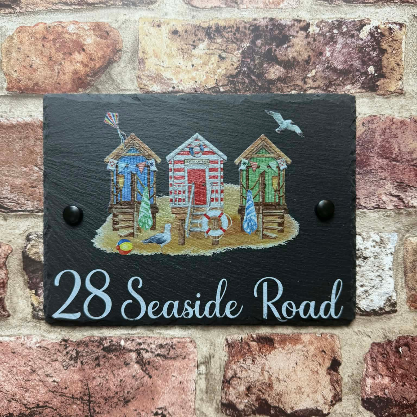 Beach huts slate house sign