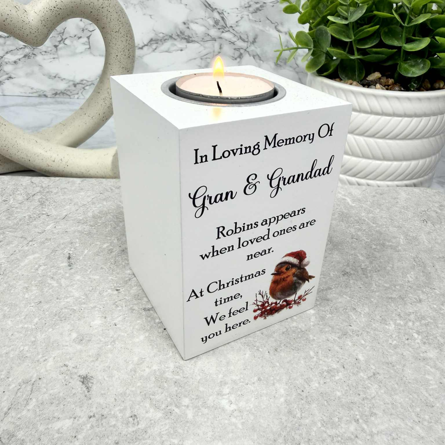 Christmas Robin Memorial Tealight Holder