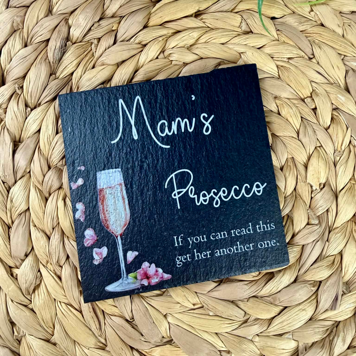 Personalised prosecco slate coaster