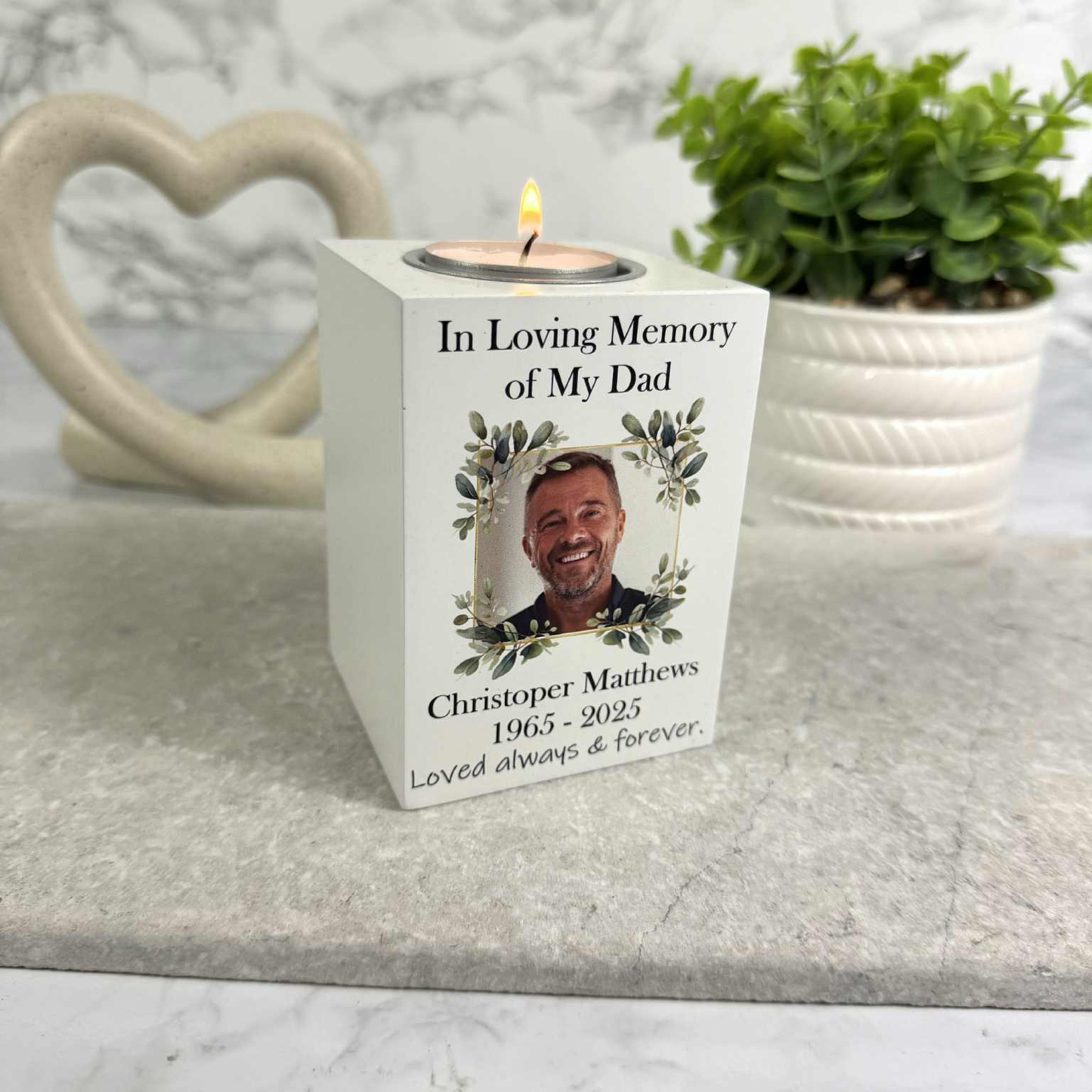 Personalised Photo Memorial Tealight Holder