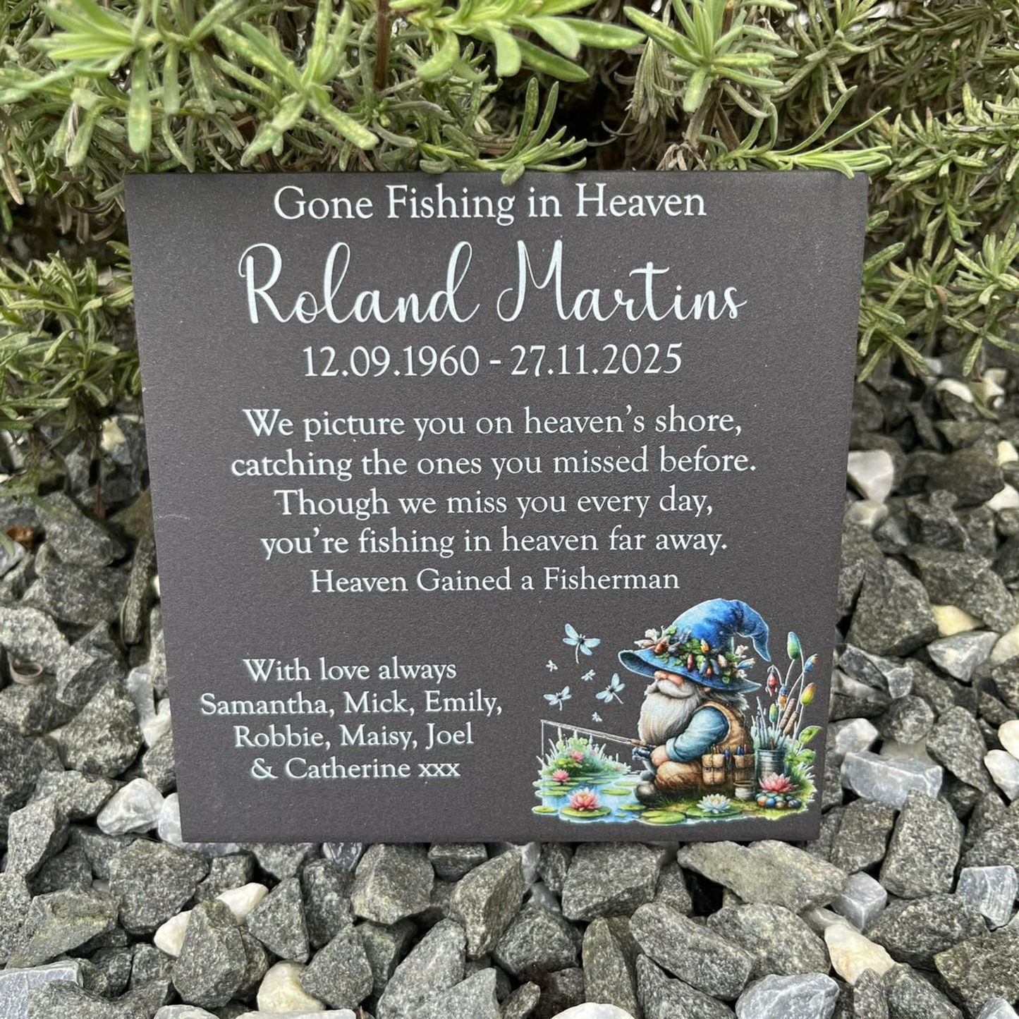 Gone fishing in Heaven memorial tile
