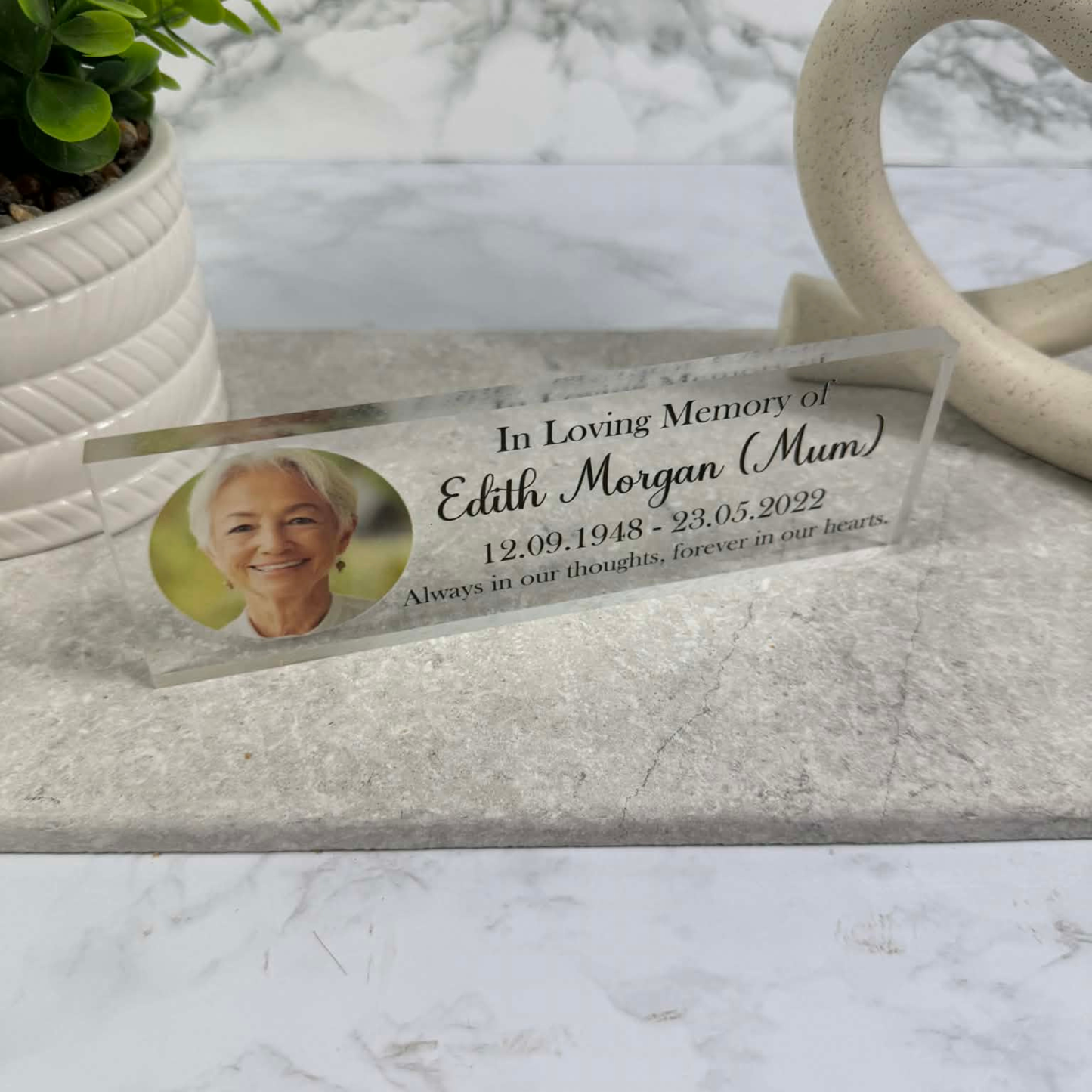 Always in our thoughts photo memorial freestanding