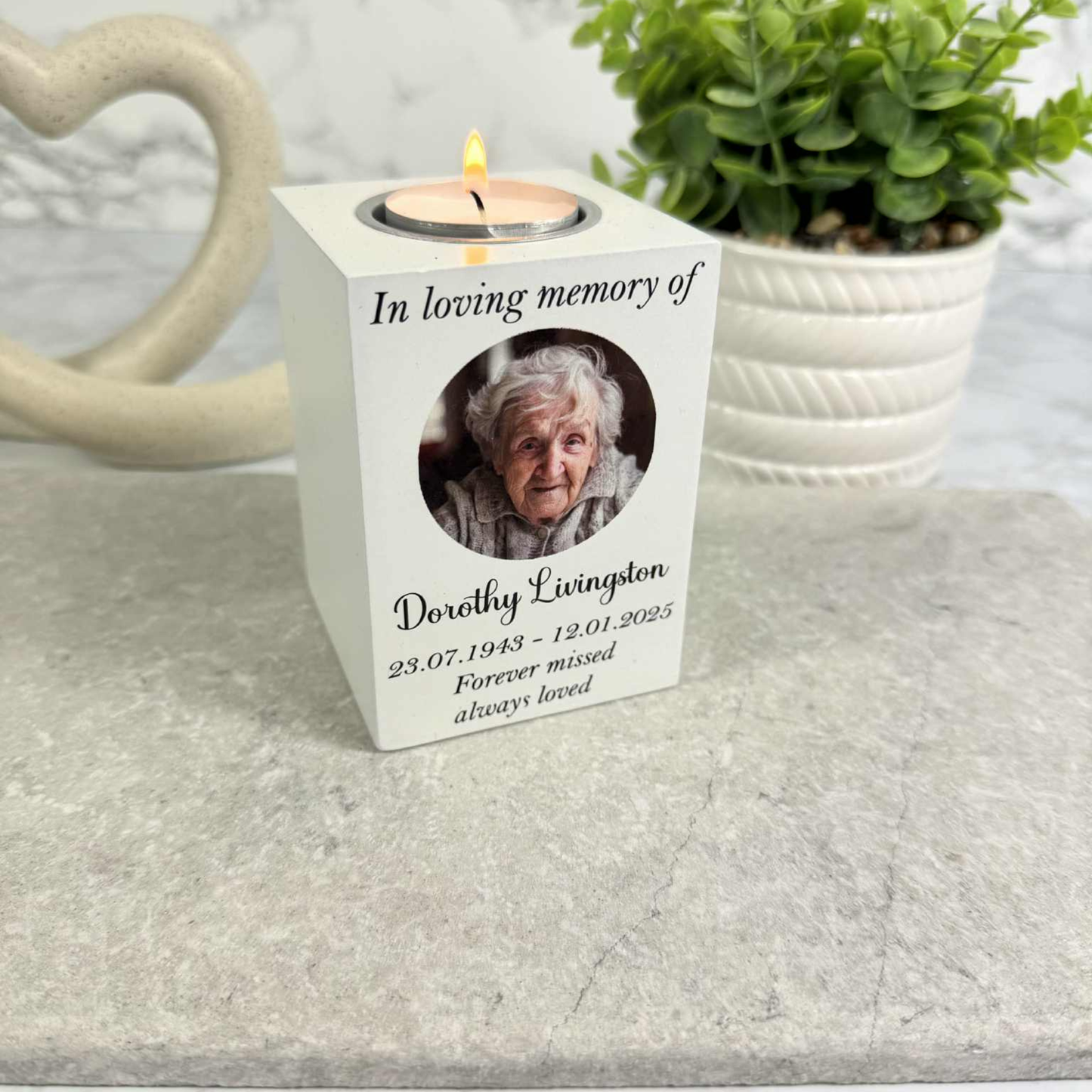 Personalised Photo Memorial Tealight Holder