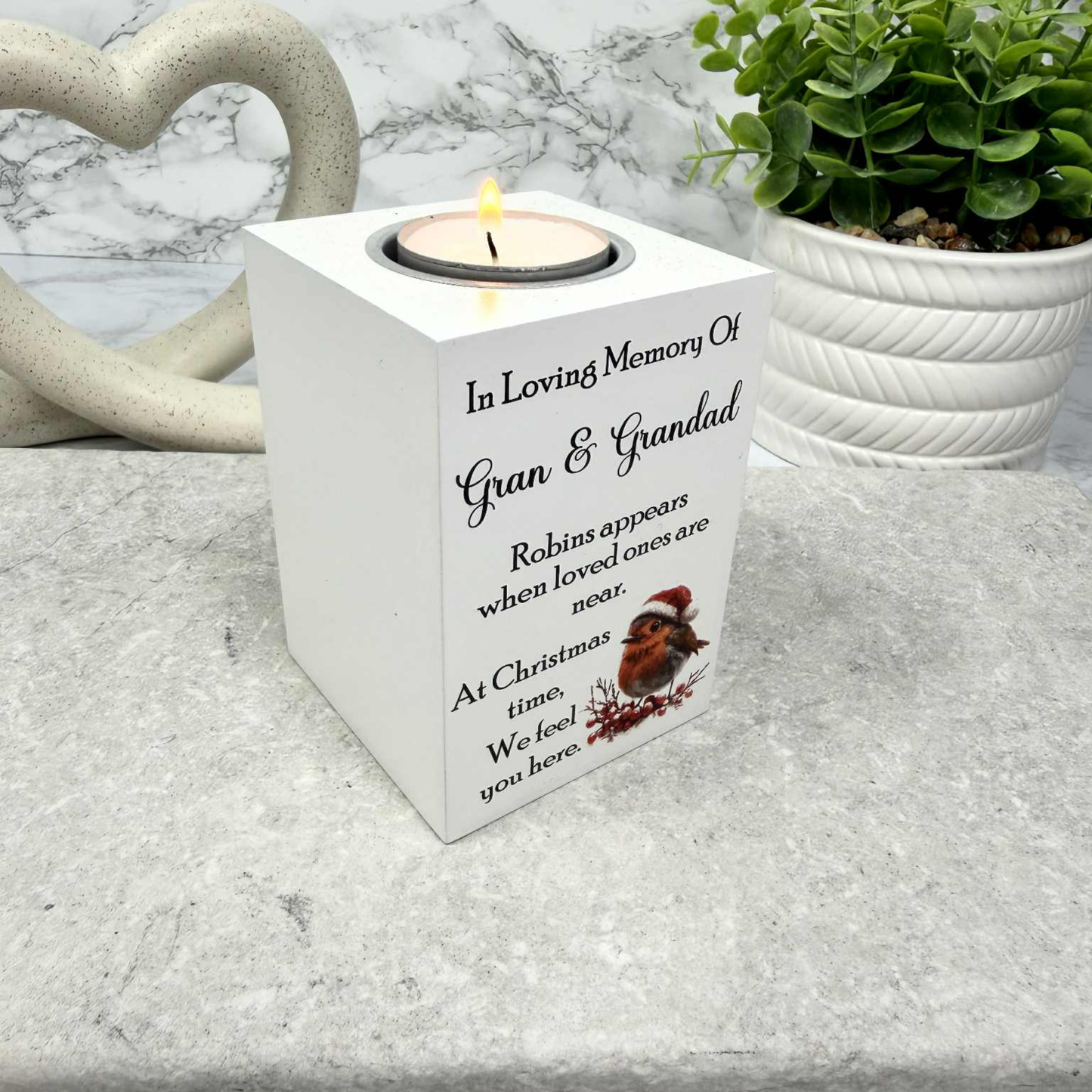 Christmas Robin Memorial Tealight Holder