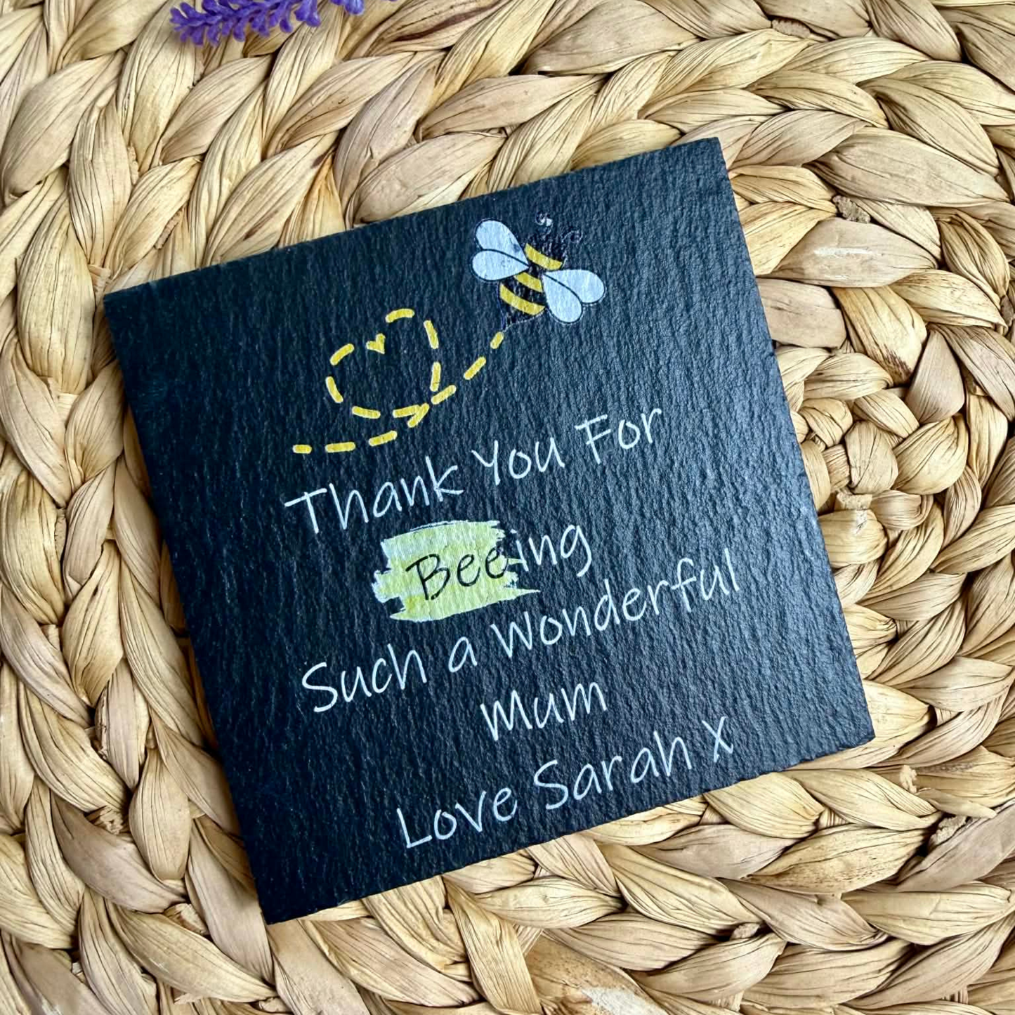 Personalised thank you for beeing slate coaster