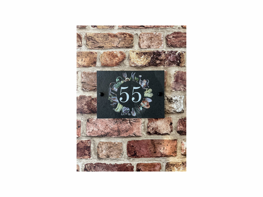 Garden style slate house sign