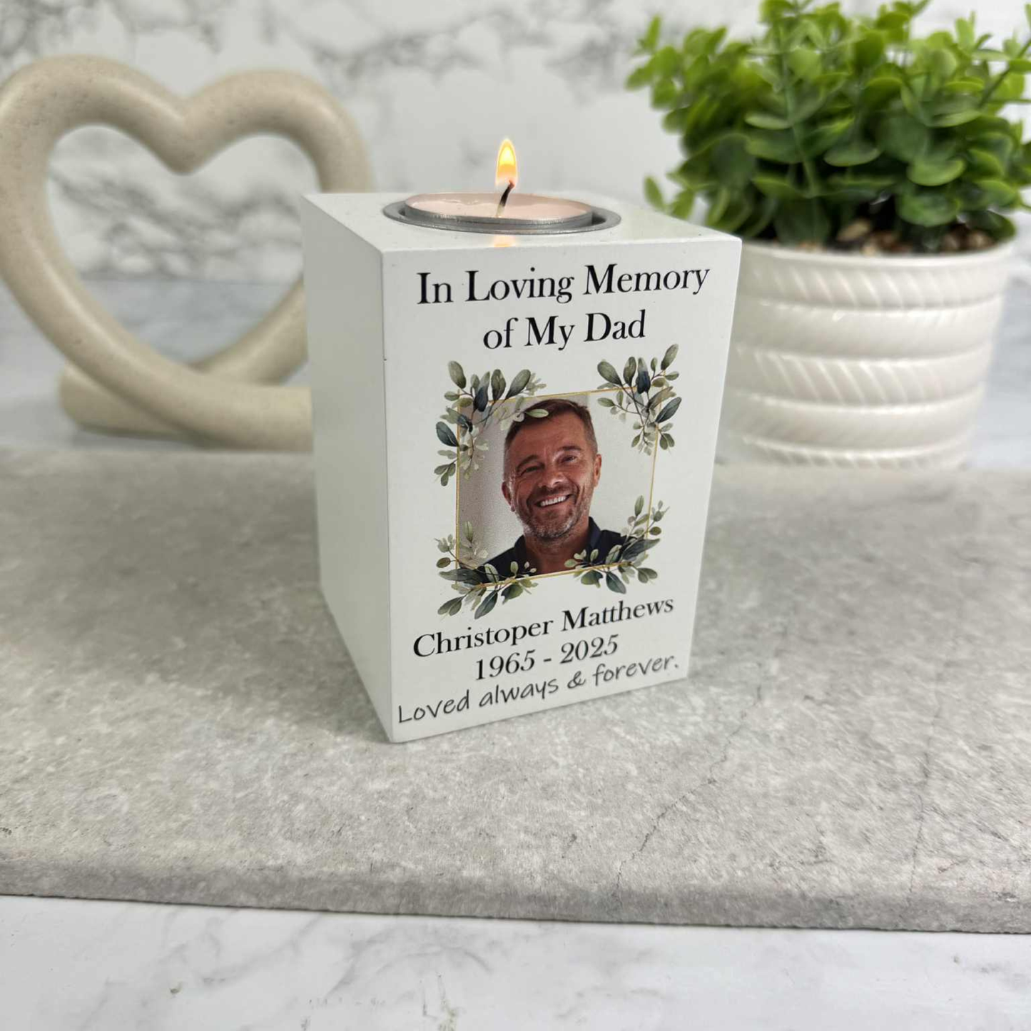Personalised Photo Memorial Tealight Holder
