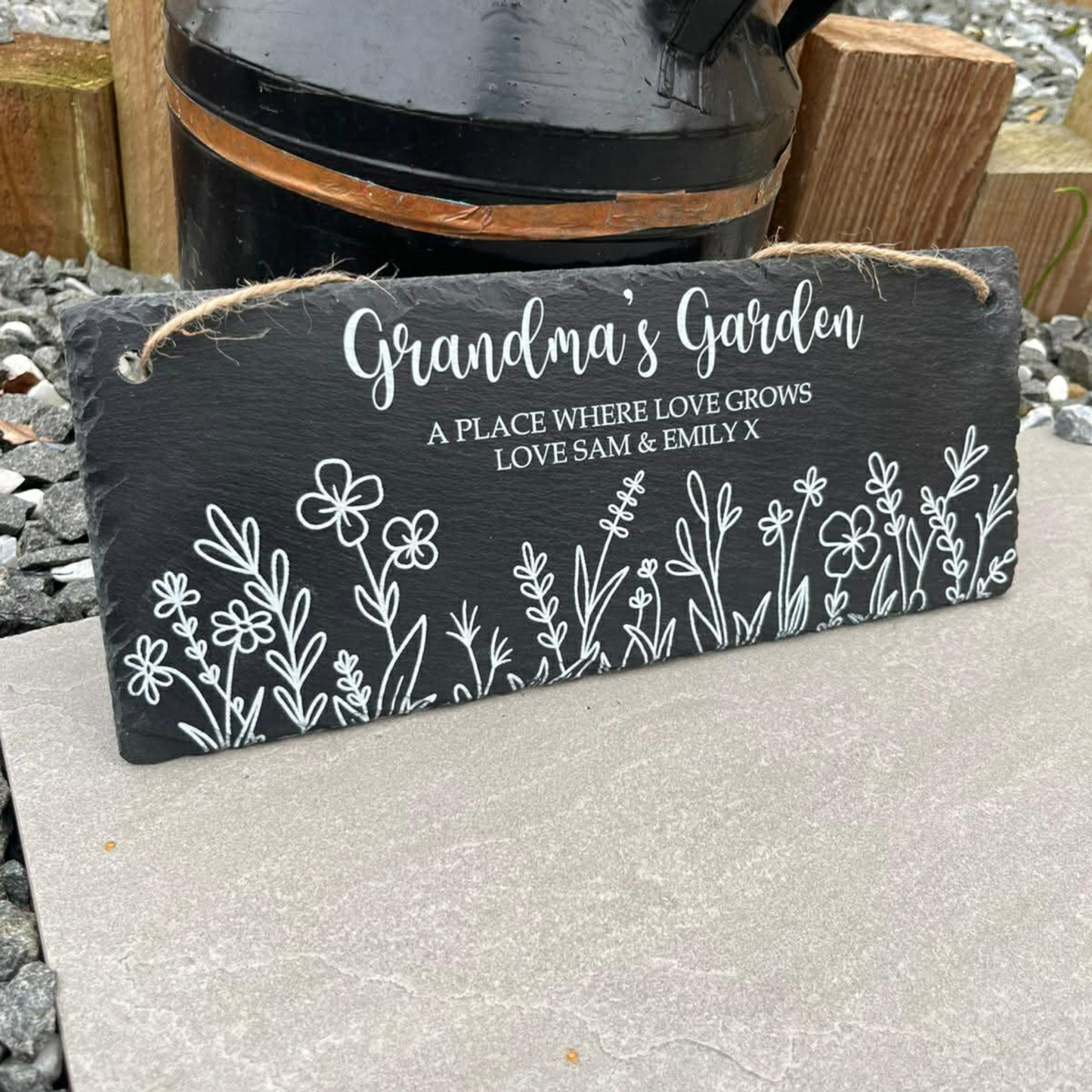 Personalised a place where love grows garden slate sign