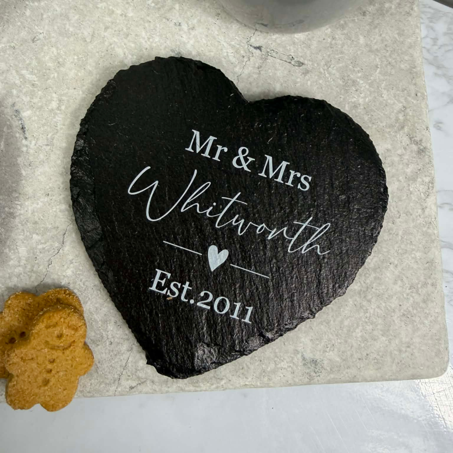 Mr & Mrs heart coasters - set of 2
