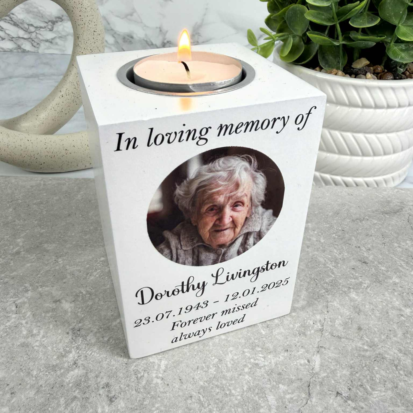 Personalised Photo Memorial Tealight Holder