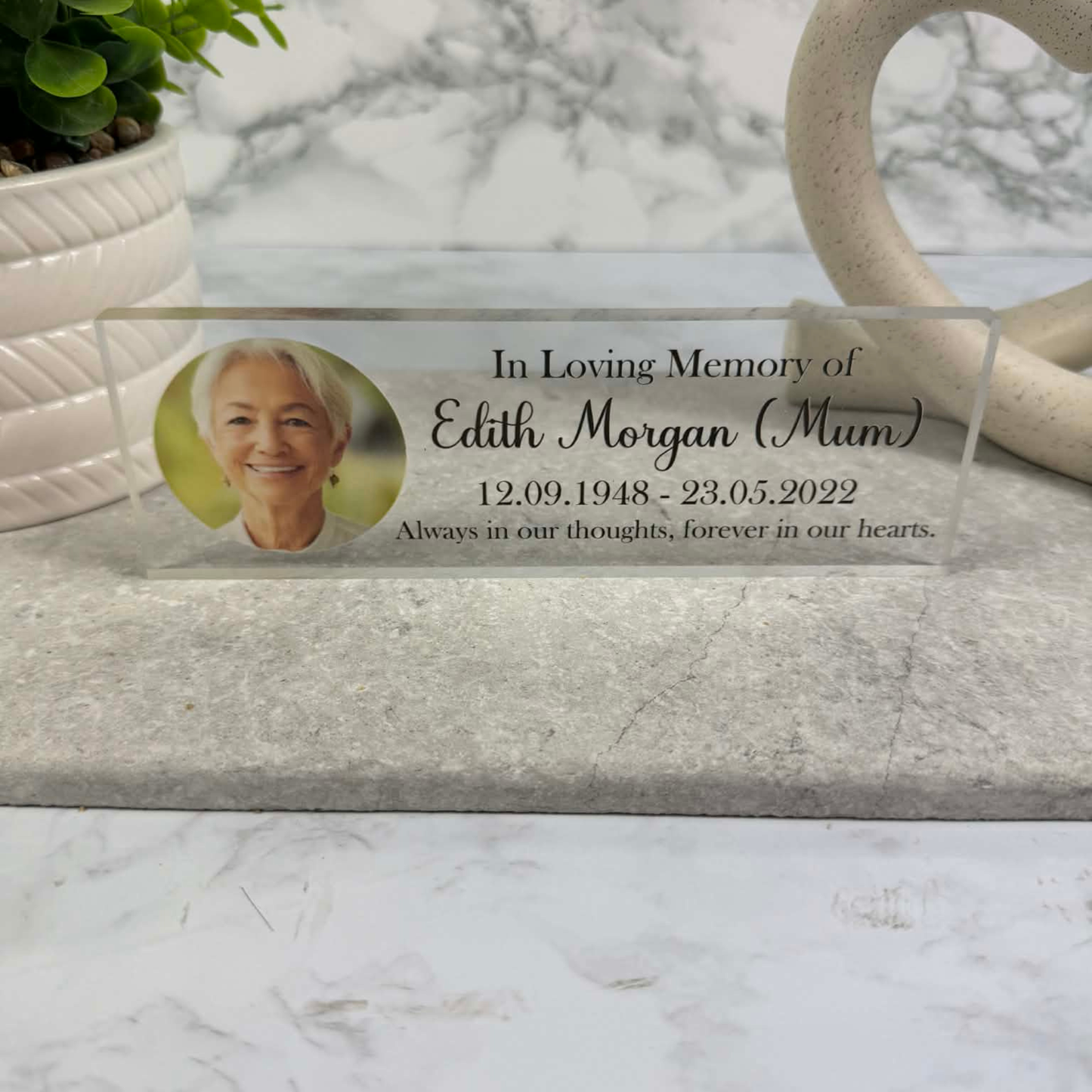 Always in our thoughts photo memorial freestanding