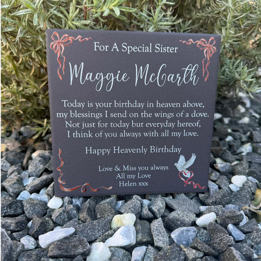 Today is your birthday in heaven above memorial tile