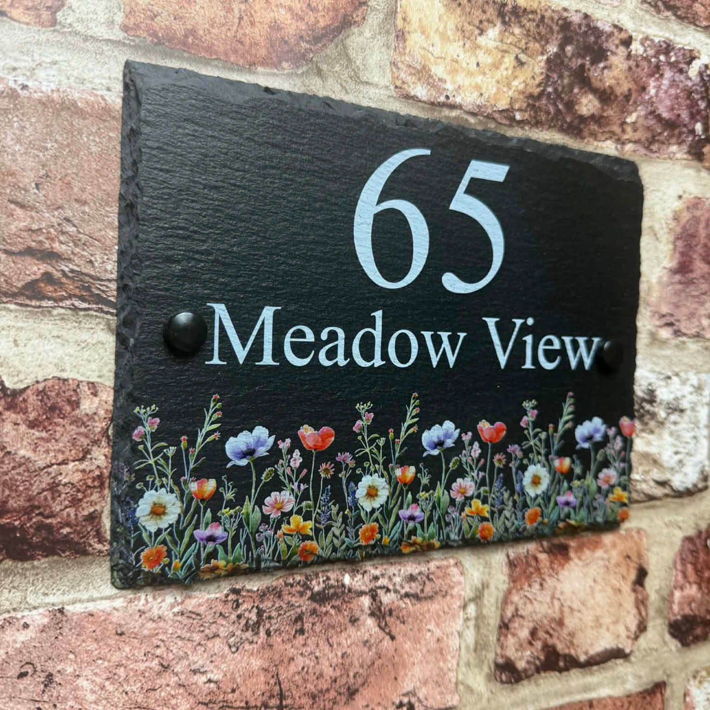 Wildflowers slate house sign